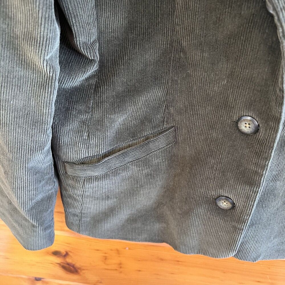 VTG LL Bean Corduroy Blazer Jacket Lined 3 Button Women's Size 10P Olive Green - Picture 4 of 6